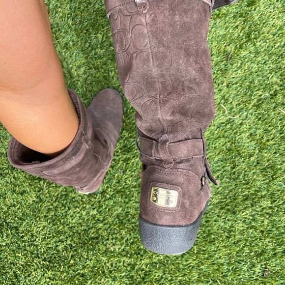 COACH Brown Gold Buckle Moto Vintage Boot - Picture 7 of 8